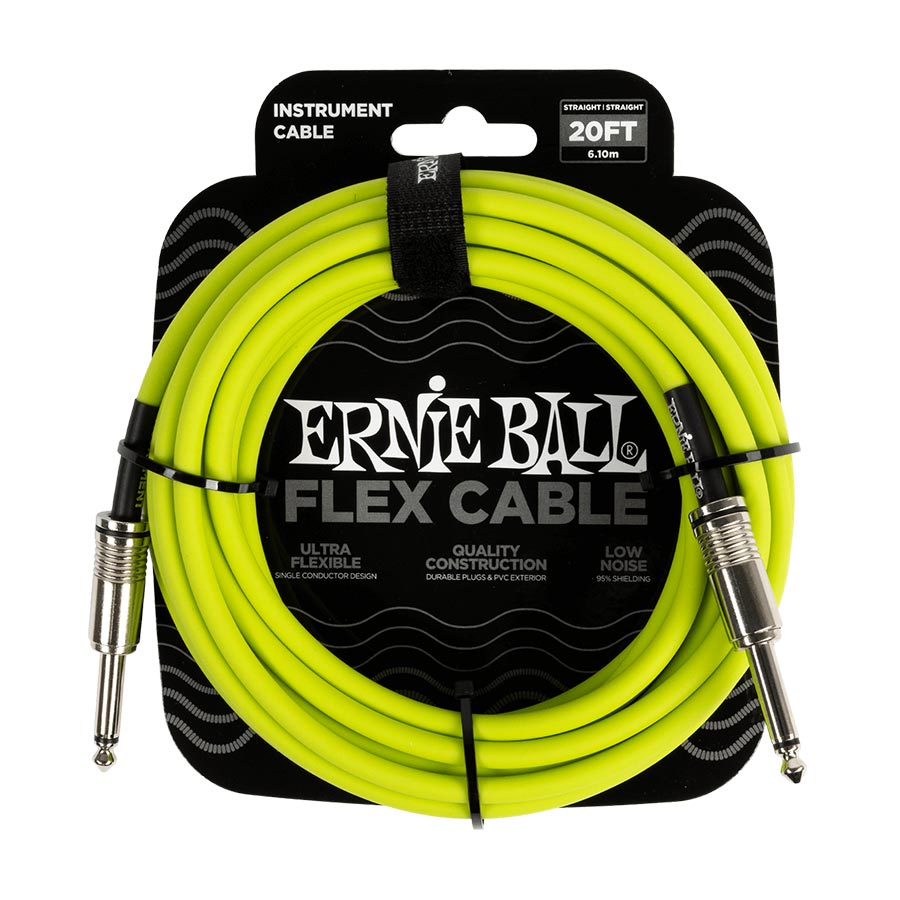Ernie Ball FLEX INSTRUMENT CABLE STRAIGHT/STRAIGHT 20FT - GREEN