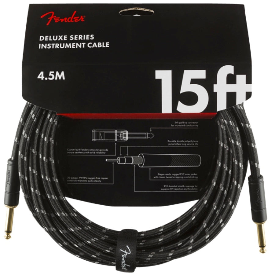 Fender Deluxe Instrument Cable 15' Black Tweed