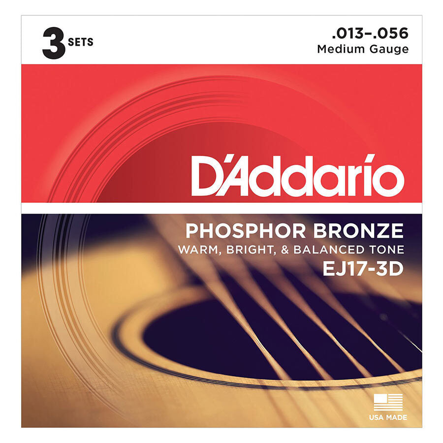 D'Addario EJ17 13-56 3Pk Medium Phosphor Bronze Strings