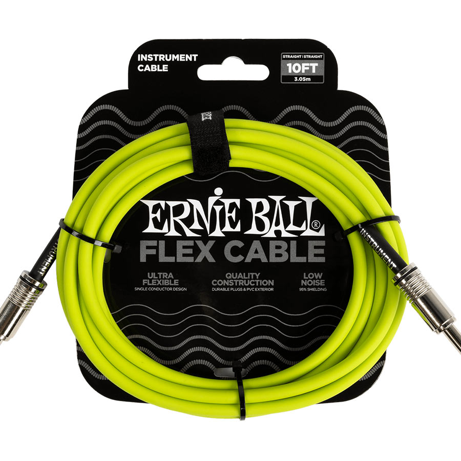 Ernie Ball FLEX INSTRUMENT CABLE STRAIGHT/STRAIGHT 10FT - GREEN