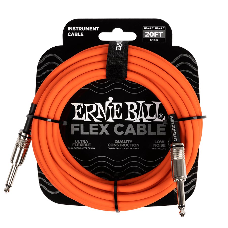 Ernie Ball FLEX INSTRUMENT CABLE STRAIGHT/STRAIGHT 20FT - ORANGE