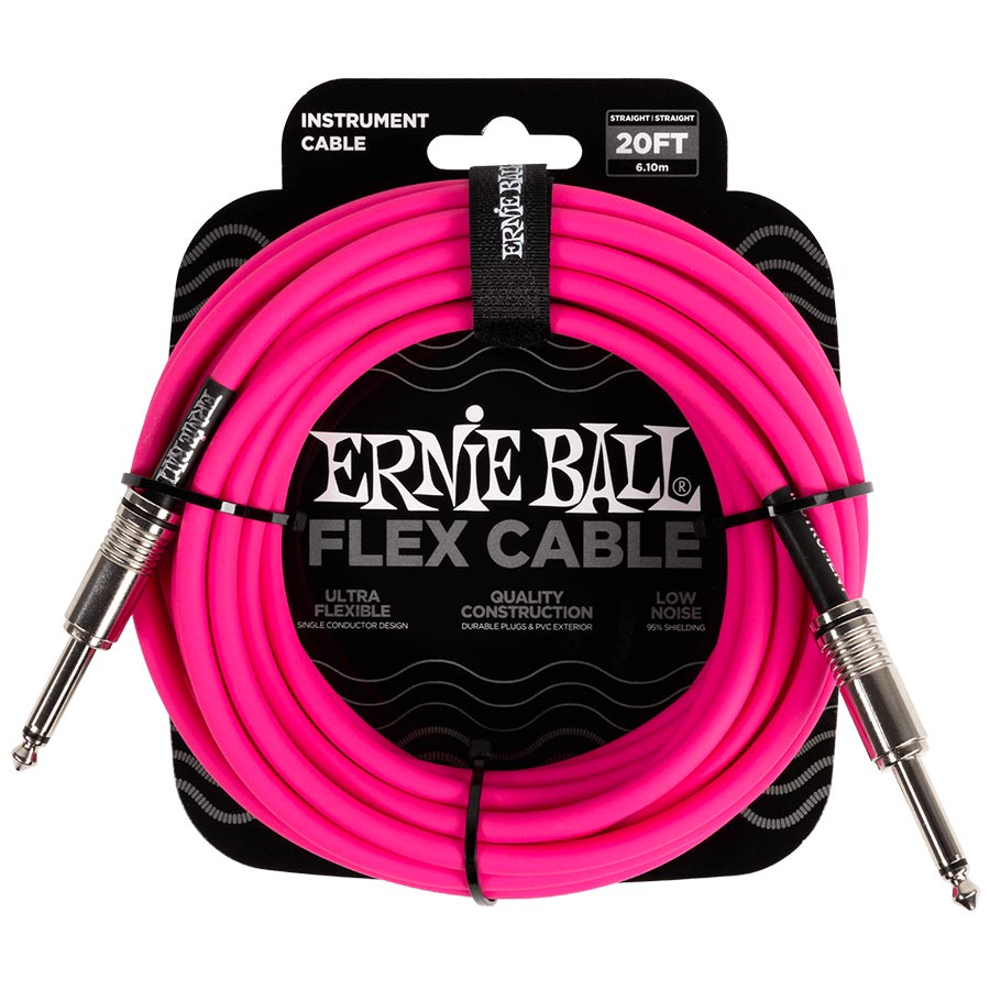 Ernie Ball FLEX INSTRUMENT CABLE STRAIGHT/STRAIGHT 20FT - PINK