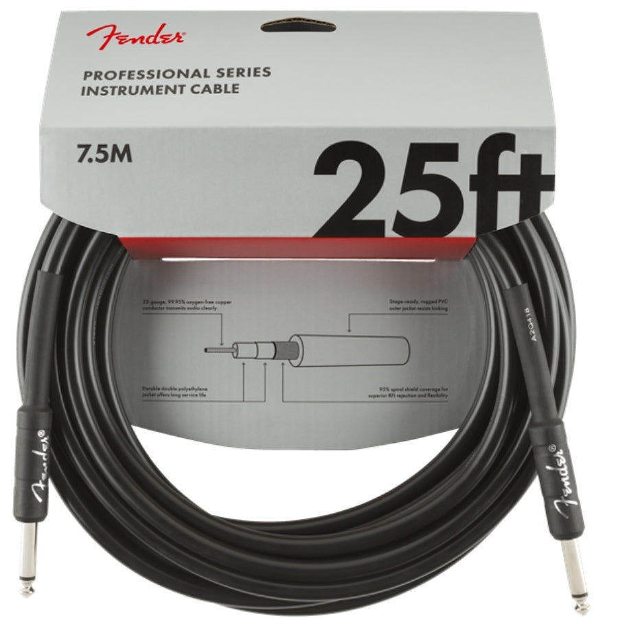 Fender Professional Instrument Cable 25' Black