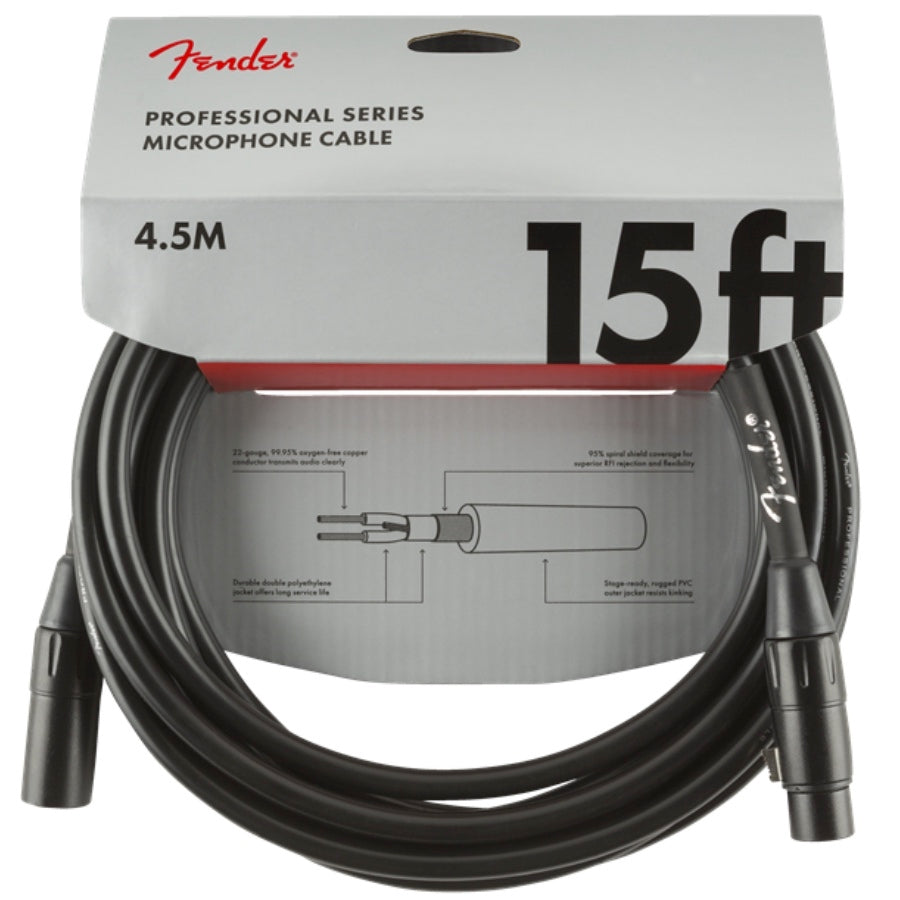 Fender Professional Microphone Cable 15' Black