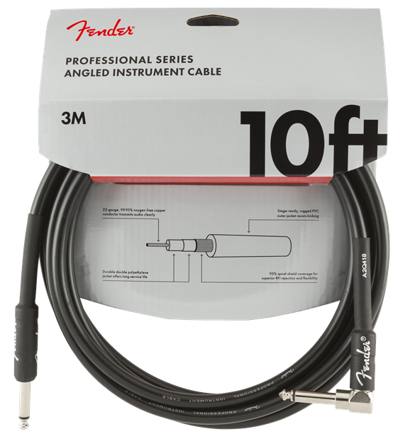 Fender Professional Instrument Cable Straight-Angle 10' Black