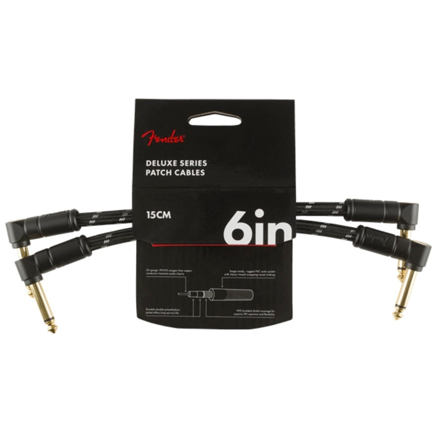 Fender Deluxe 6" Patch Cable 2-Pack Black Tweed