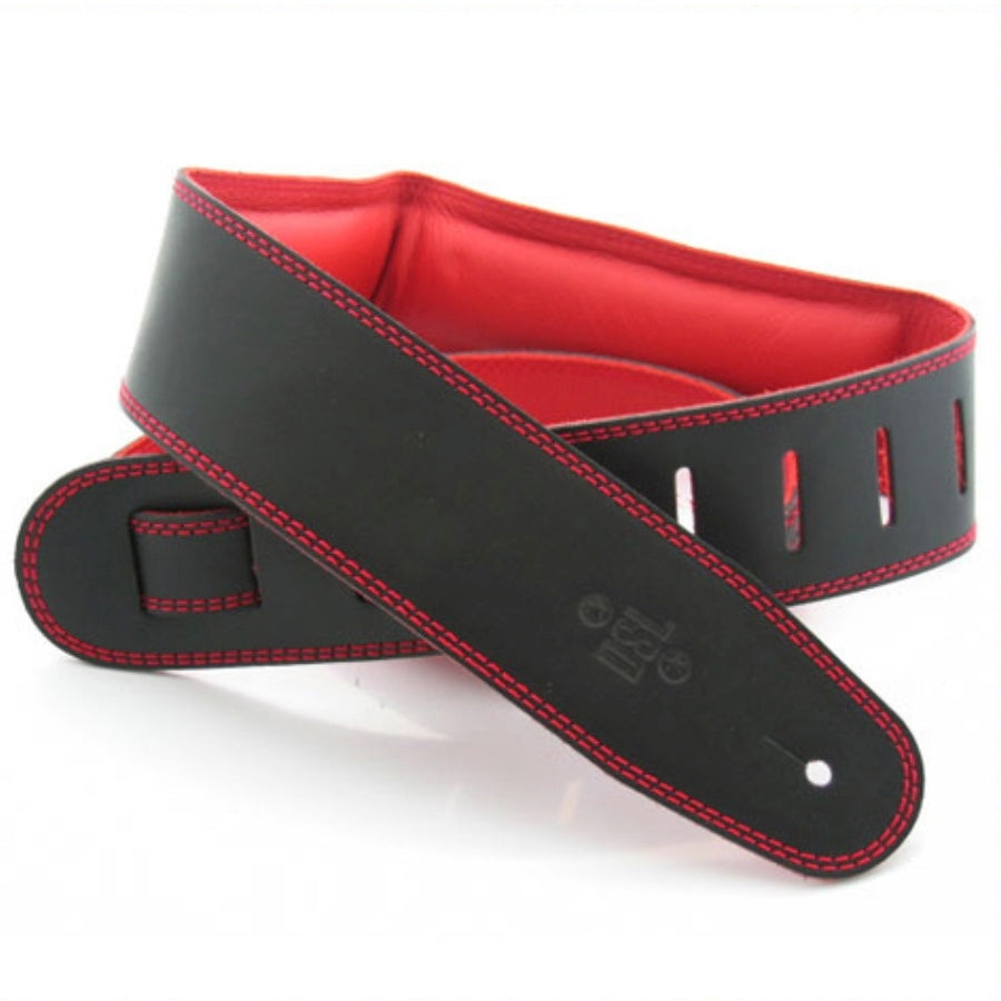 DSL GEG25 Padded Leather Black/Red Strap